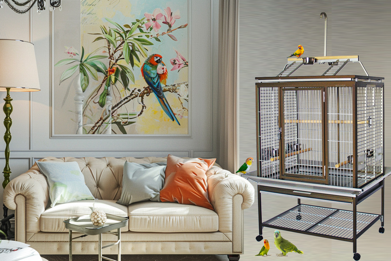 Luxusní klec pro papoušky vyrobená z eloxovaného hliníku - Model ACP3325