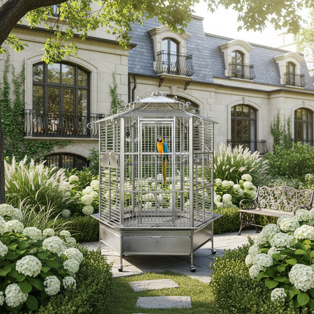 Nerezová klec 508LX SS v exteriéru