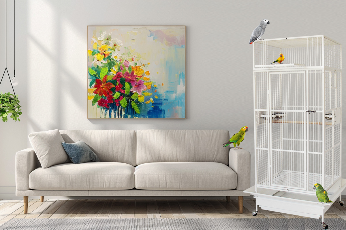 Klec pro papoušky - Model 205 - v moderním interiéru