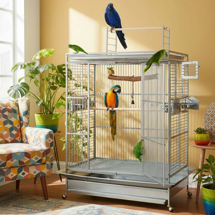Nerezová klec pro malé a střední papoušky 405SS