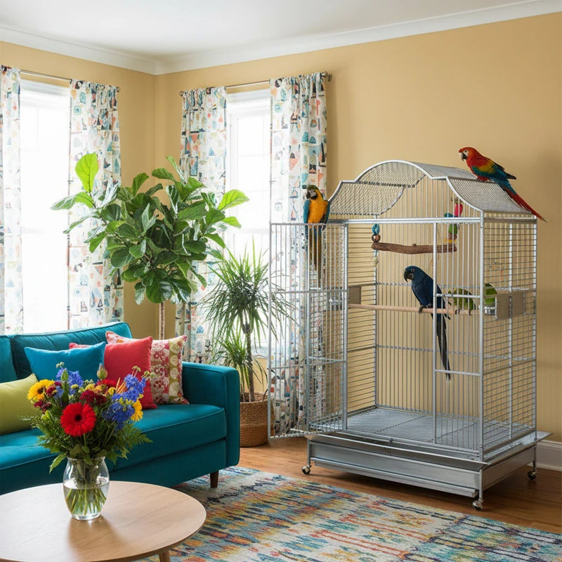 Nerezová klec pro střední a velké papoušky 506SS