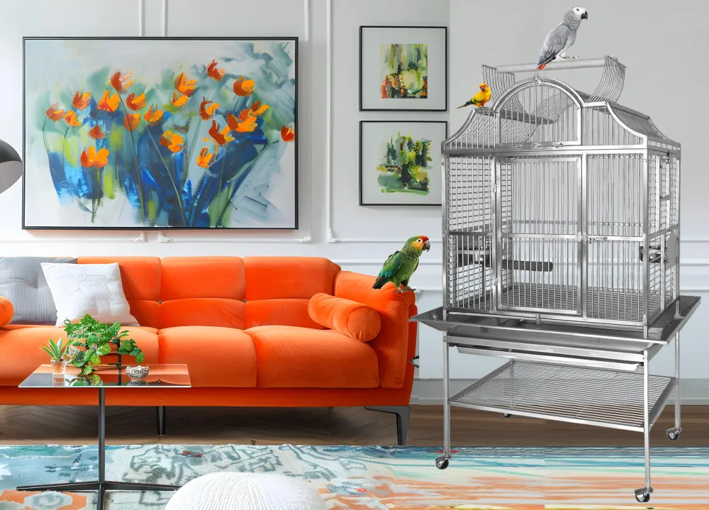 Nerezová klec pro malé a střední papoušky 3224SS