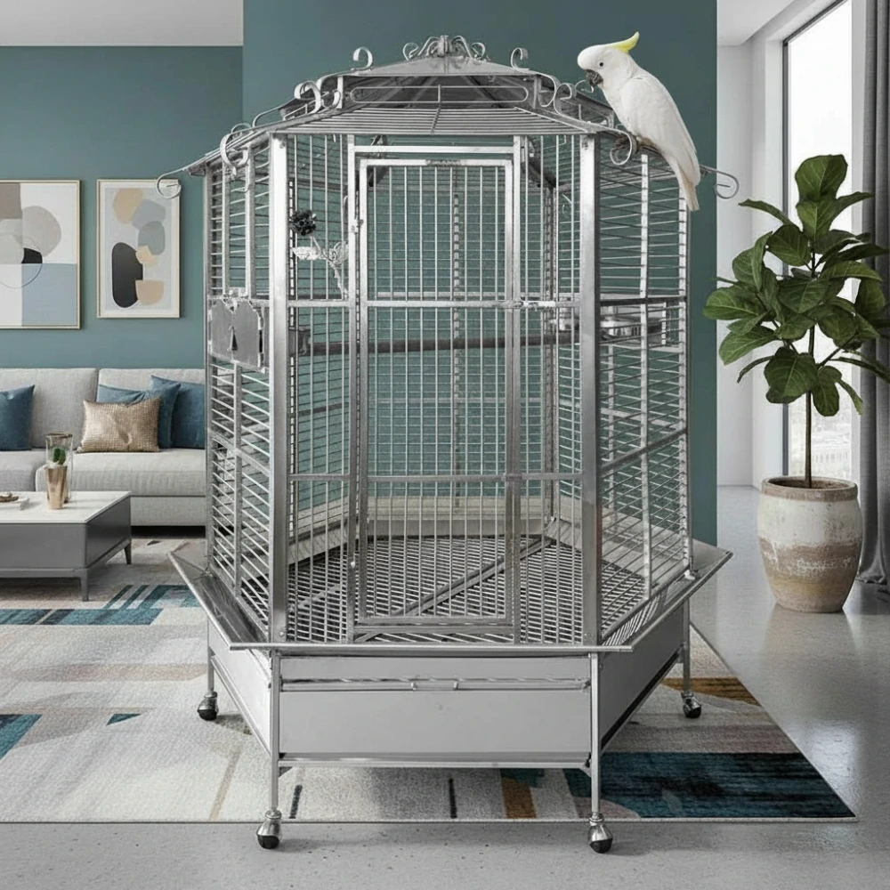 Nerezová klec pro střední a velké papoušky 508LXSS