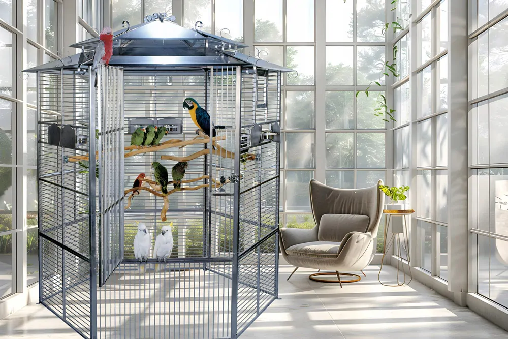 Nerezová voliéra klec pro střední a velké papoušky 605SS