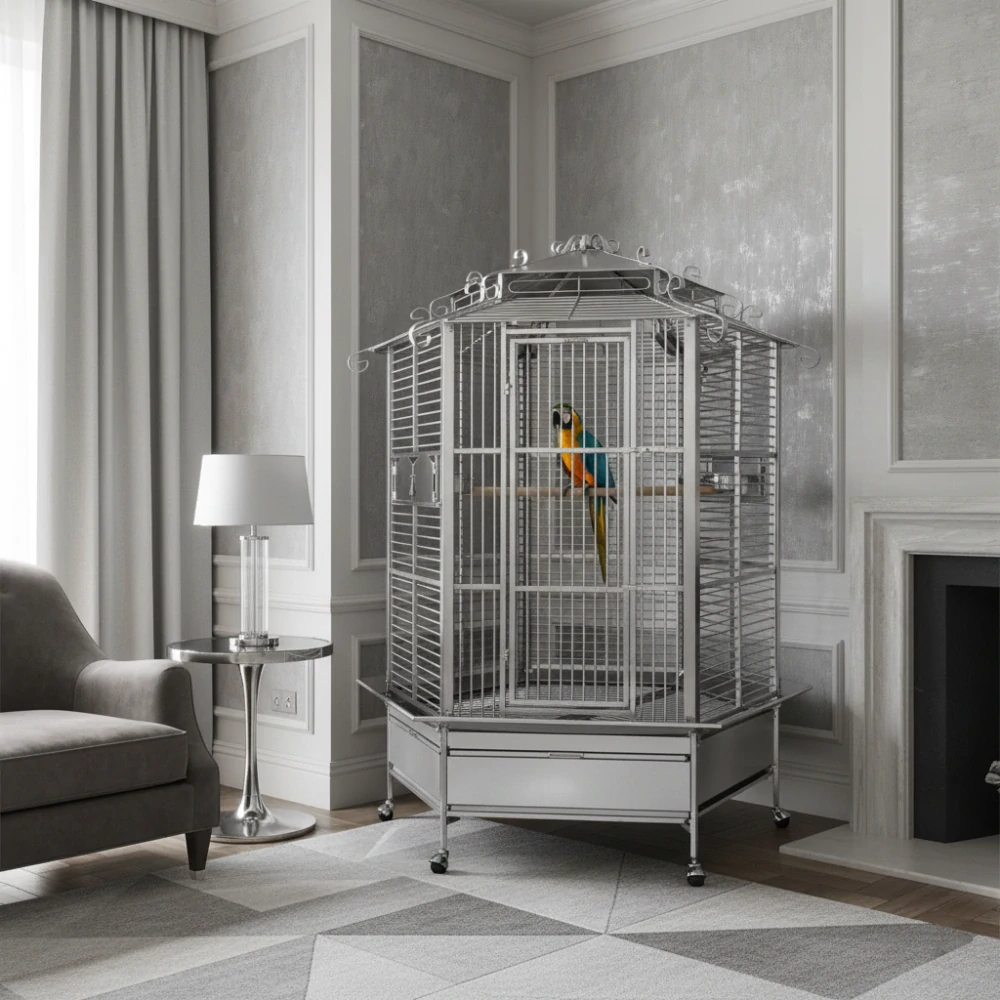 Nerezová klec pro střední a velké papoušky 508LXSS