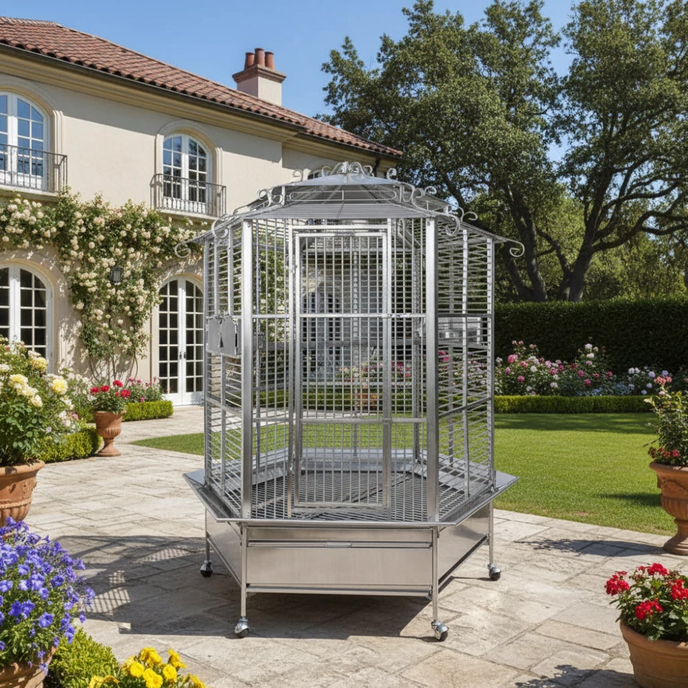 Nerezová klec pro střední a velké papoušky 508LXSS