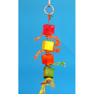 Veselé dřevěné kostky na kůži, 30 x 6 cm