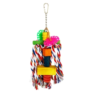 Dřevěné kostky s kůží a plastovými disky 31 x 12 cm