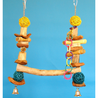 Houpačka z kávovníku M, kokosů a ratanů,.. pro střední a malé papoušky, 50 x 34 cm