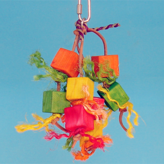 Dřevěné kostky na kůžích, 22 x 15 cm